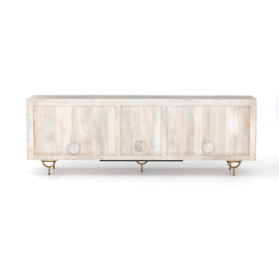 Rio Media Console - Round Cut White Wash