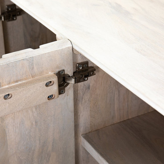Rio Media Console - Round Cut White Wash