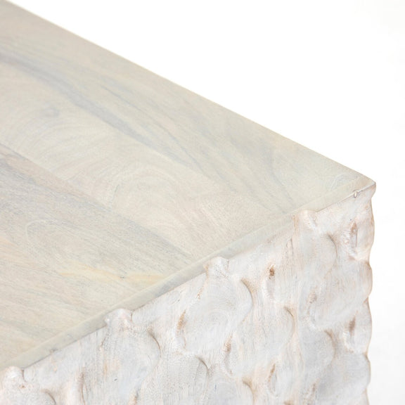 Rio Media Console - Round Cut White Wash