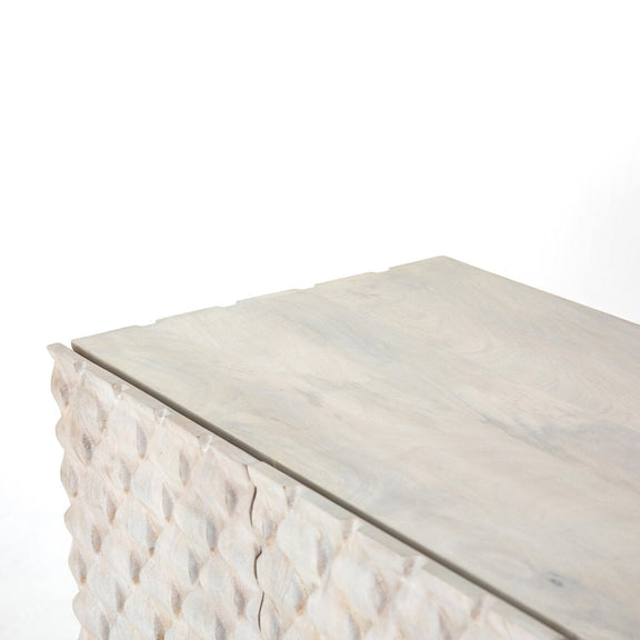Rio Media Console - Round Cut White Wash