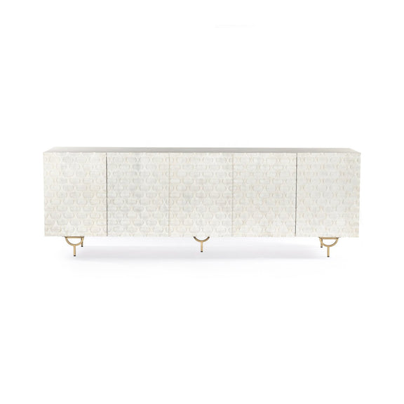 Rio Media Console - Round Cut White Wash