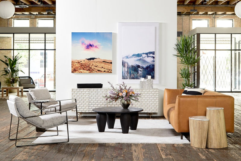 Rio Media Console - Round Cut White Wash