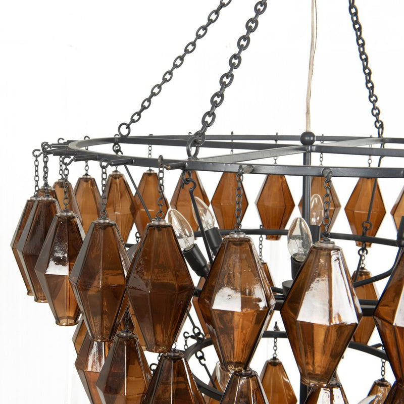 Adeline Large Round Chandelier - Amber Glass