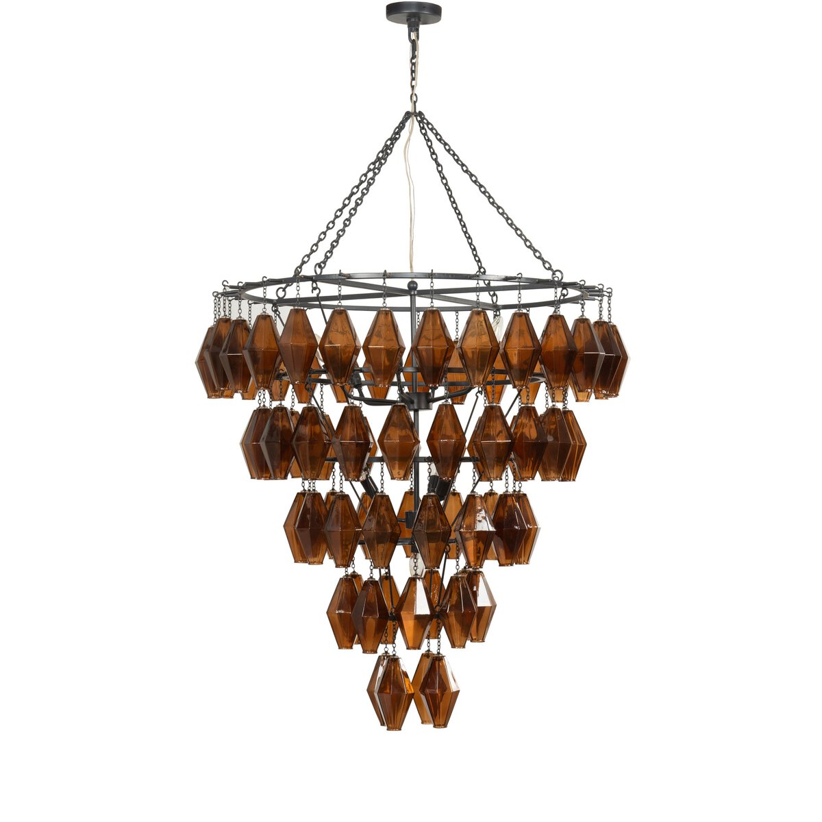 Adeline Large Round Chandelier - Amber Glass