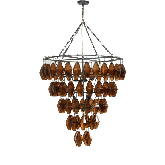 Adeline Large Round Chandelier - Amber Glass