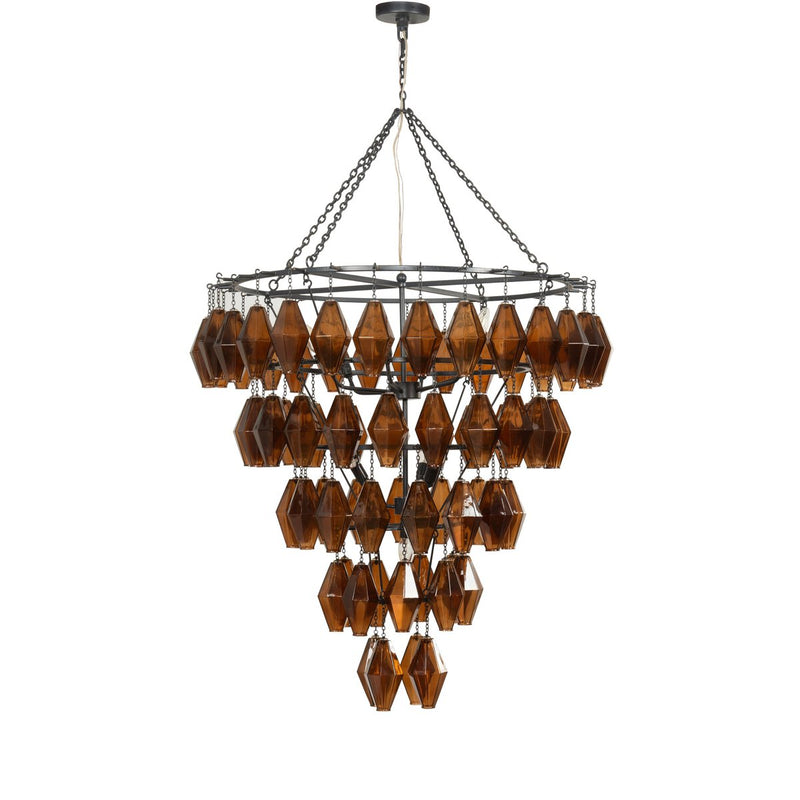 Adeline Large Round Chandelier - Amber Glass