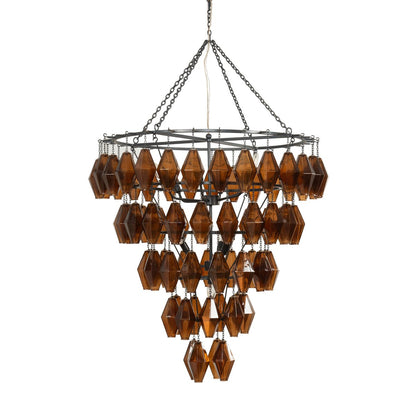 Adeline Large Round Chandelier - Amber Glass