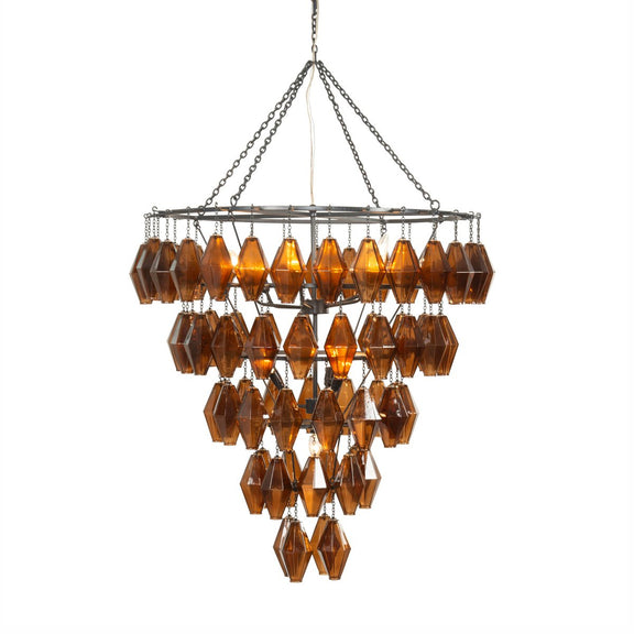 Adeline Large Round Chandelier - Amber Glass