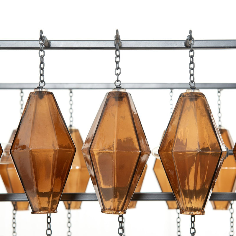 Adeline Rectangular Chandelier - Amber Glass