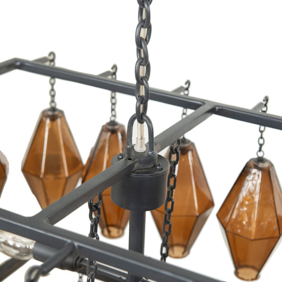 Adeline Rectangular Chandelier - Amber Glass