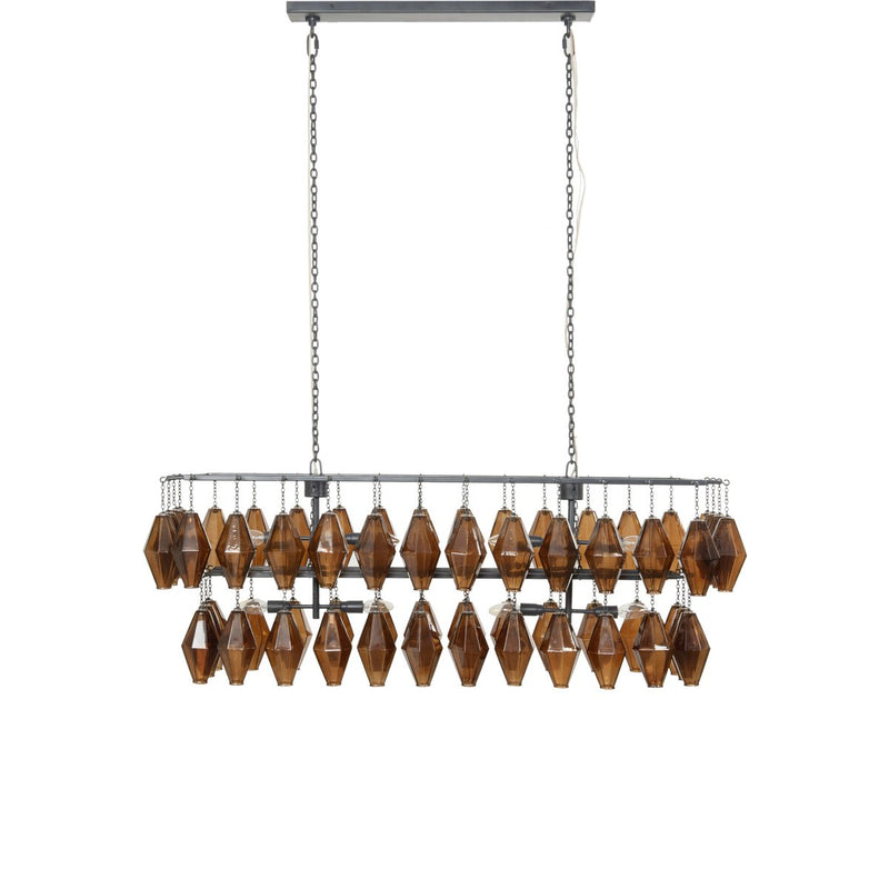 Adeline Rectangular Chandelier - Amber Glass