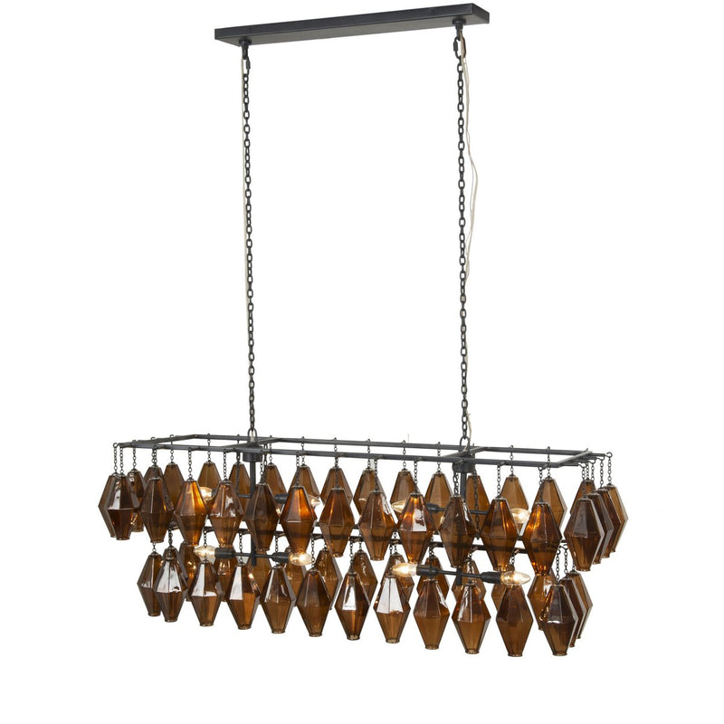 Adeline Rectangular Chandelier - Amber Glass