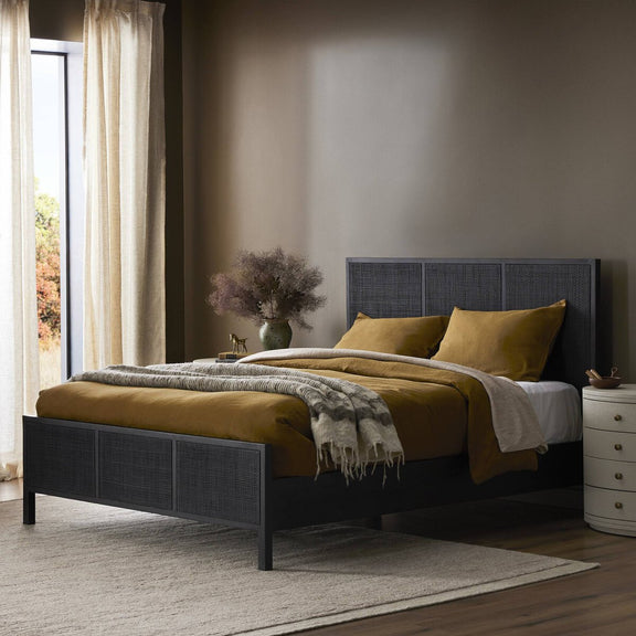 Sydney Bed - Black Wash & Black Cane