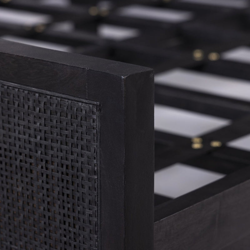 Sydney Bed - Black Wash & Black Cane