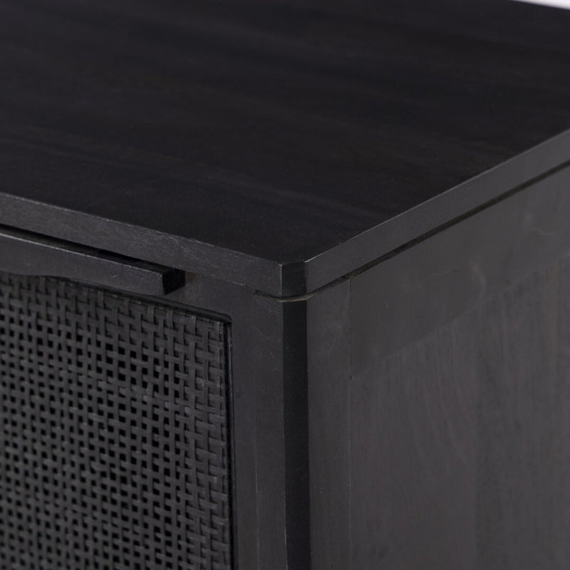 Sydney Nightstand - Black Wash & Black Cane