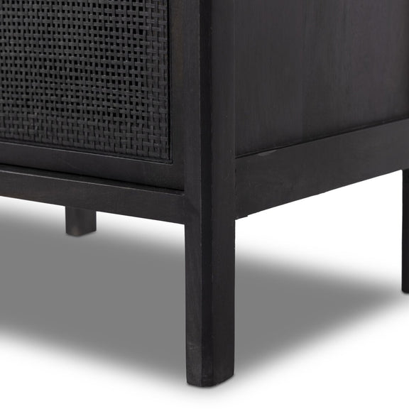 Sydney Nightstand - Black Wash & Black Cane