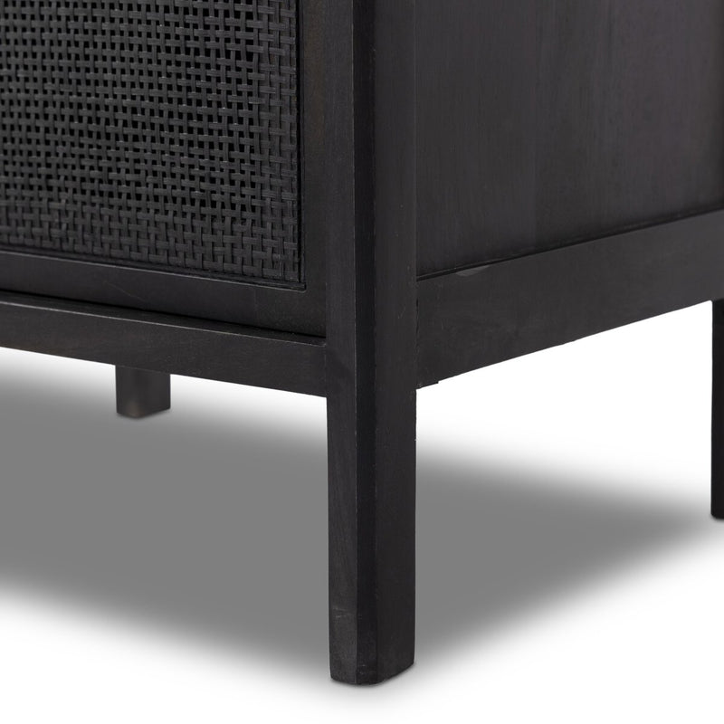 Sydney Nightstand - Black Wash & Black Cane