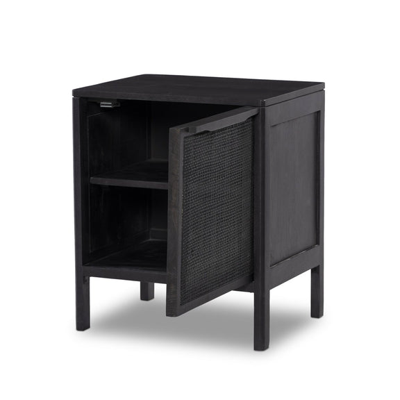Sydney Nightstand - Black Wash & Black Cane