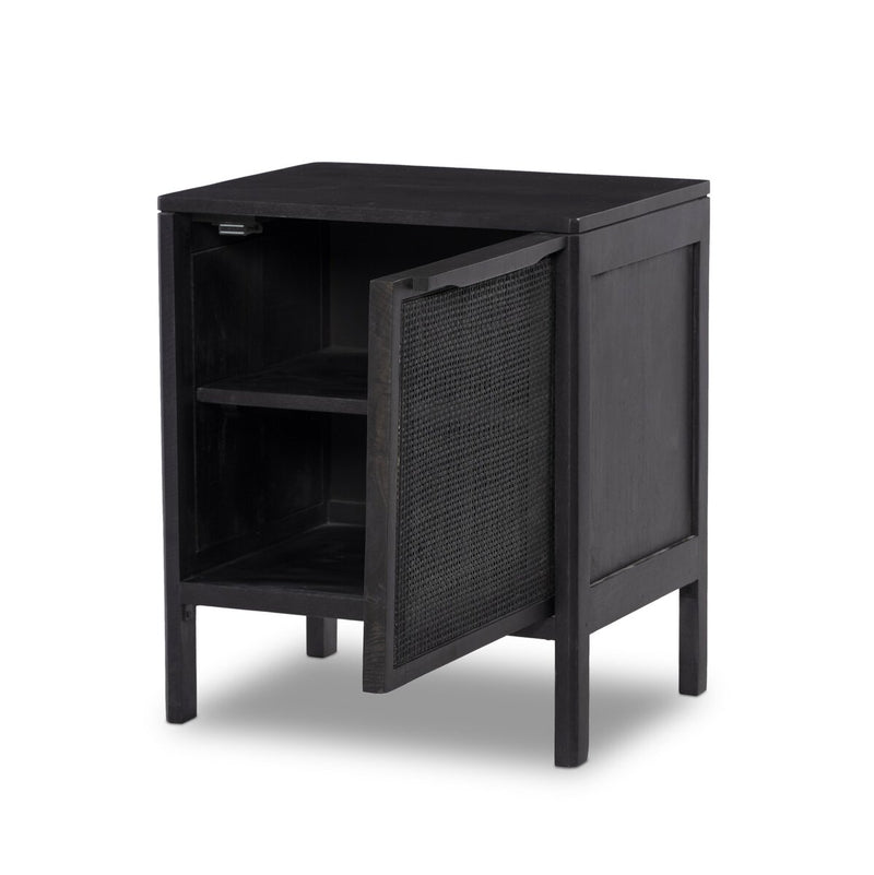 Sydney Nightstand - Black Wash & Black Cane