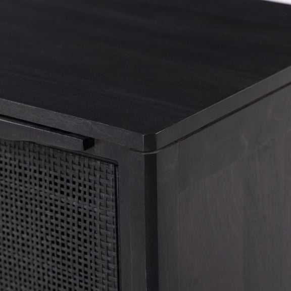 Sydney Nightstand - Black Wash & Black Cane