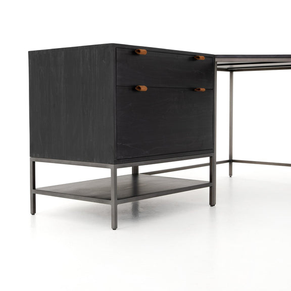 Trey Filing Cabinet Desk System - Black Wash Poplar