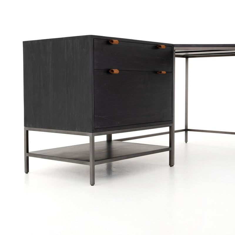 Trey Filing Cabinet Desk System - Black Wash Poplar