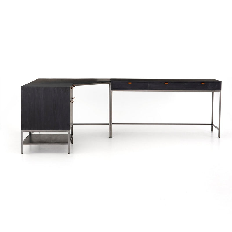 Trey Filing Cabinet Desk System - Black Wash Poplar
