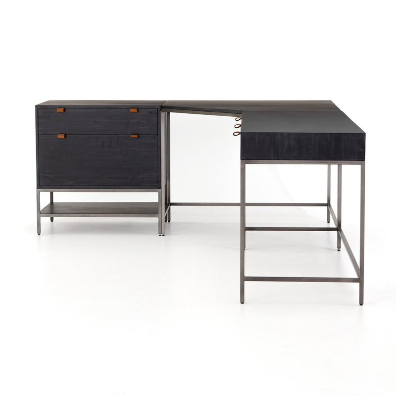 Trey Filing Cabinet Desk System - Black Wash Poplar