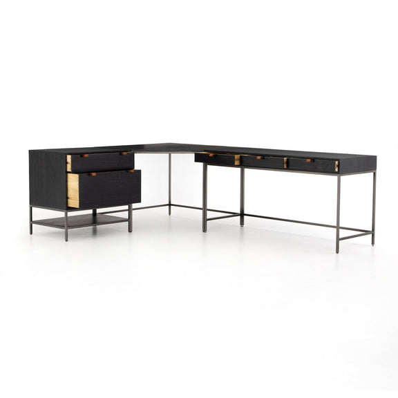 Trey Filing Cabinet Desk System - Black Wash Poplar