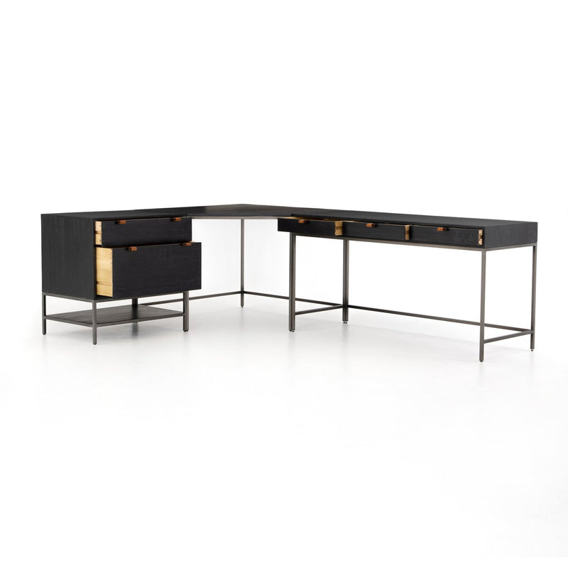 Trey Filing Cabinet Desk System - Black Wash Poplar