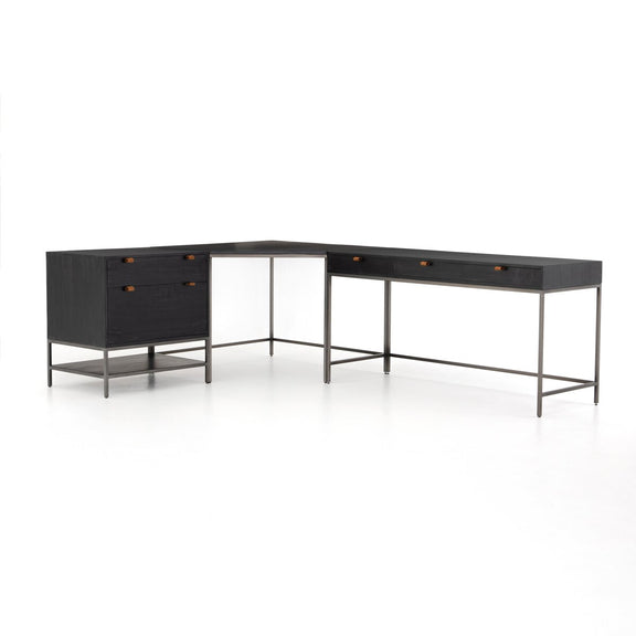 Trey Filing Cabinet Desk System - Black Wash Poplar