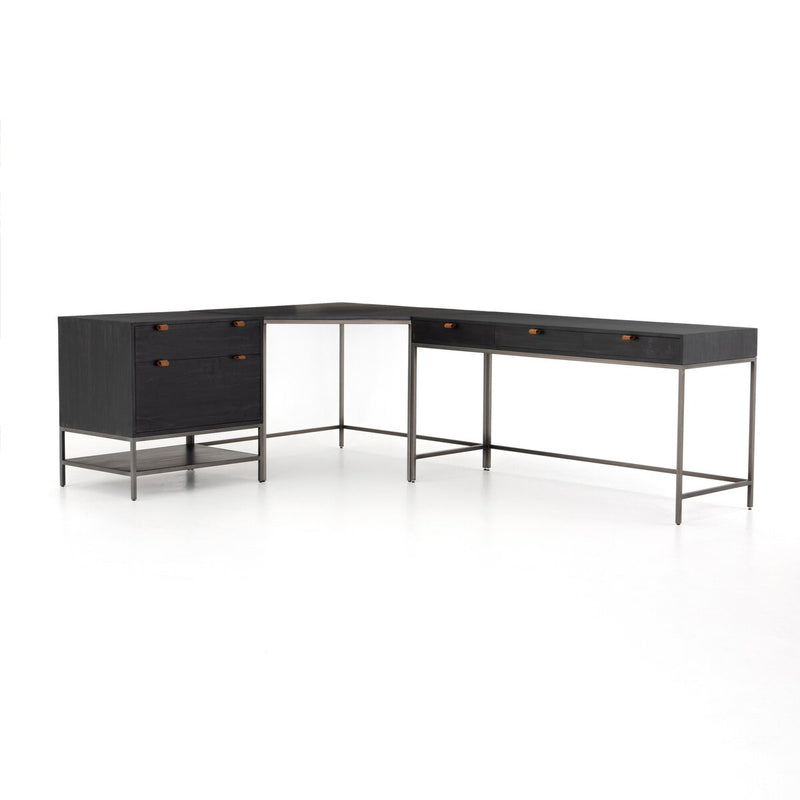 Trey Filing Cabinet Desk System - Black Wash Poplar