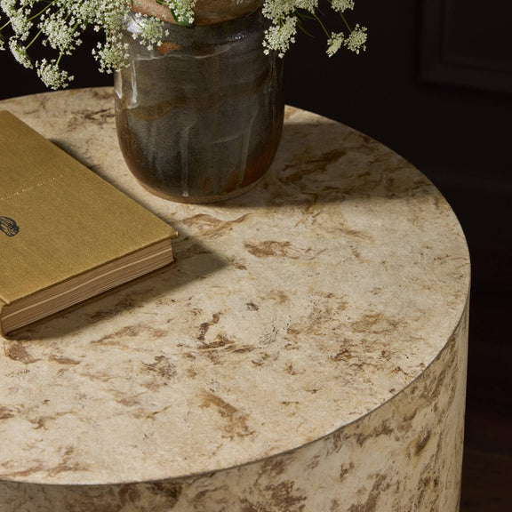 Hudson Round End Table - Bark Paper