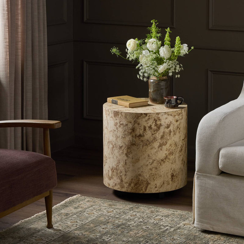 Hudson Round End Table - Bark Paper