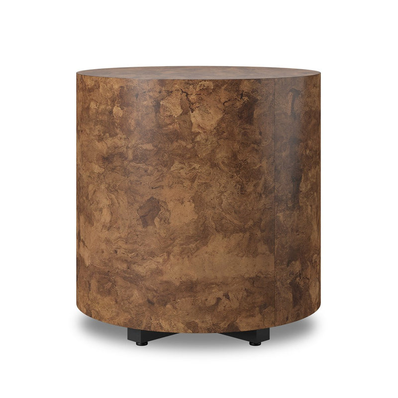 Hudson Round End Table - Dark Bark Paper