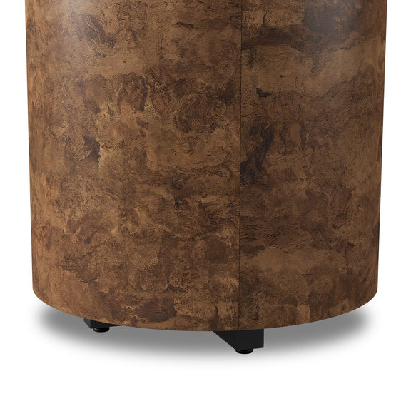 Hudson Round End Table - Dark Bark Paper
