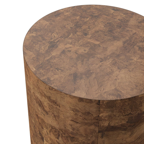 Hudson Round End Table - Dark Bark Paper