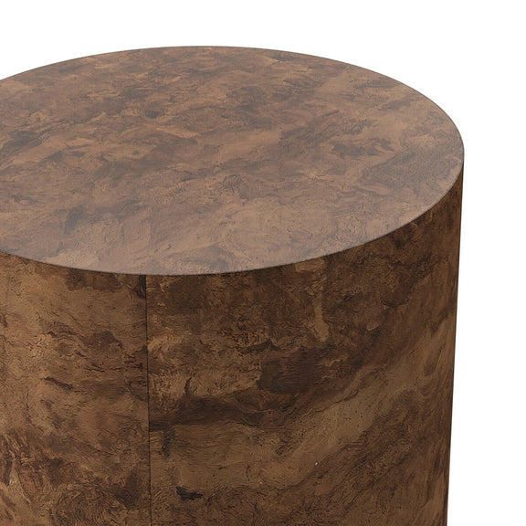 Hudson Round End Table - Dark Bark Paper