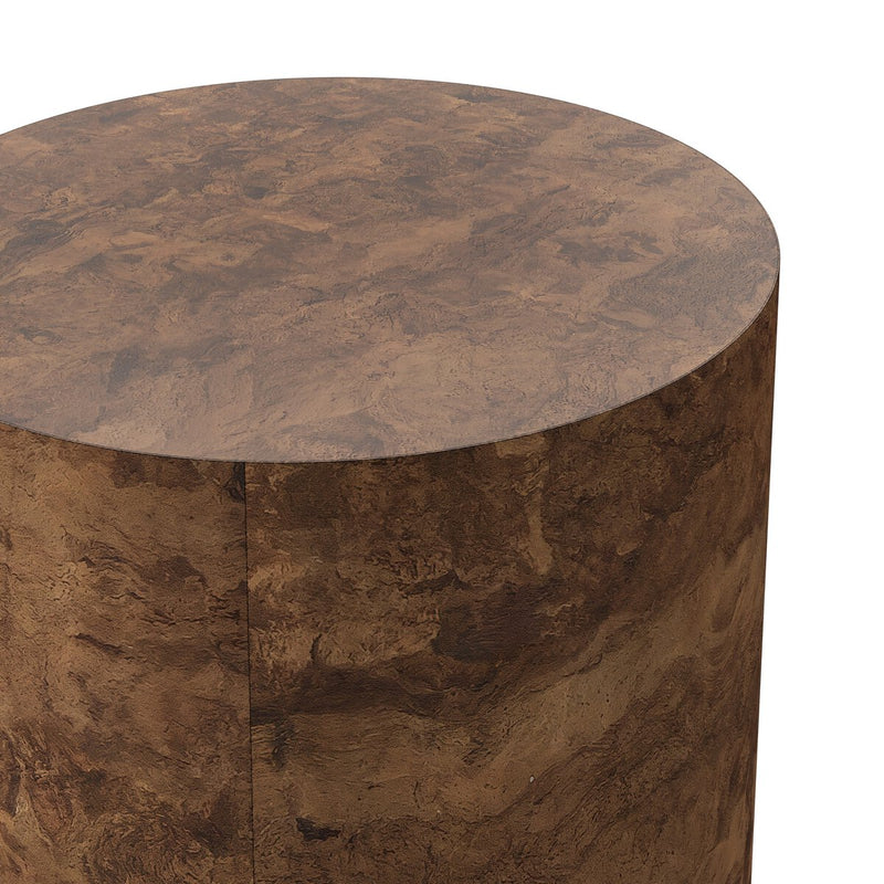 Hudson Round End Table - Dark Bark Paper