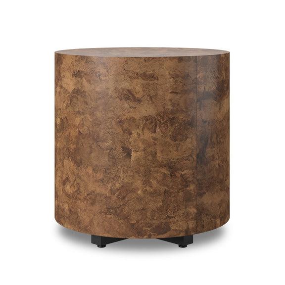Hudson Round End Table - Dark Bark Paper