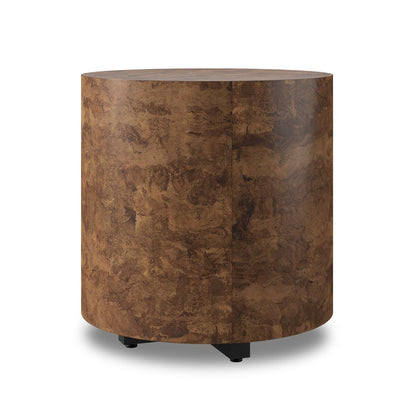 Hudson Round End Table - Dark Bark Paper