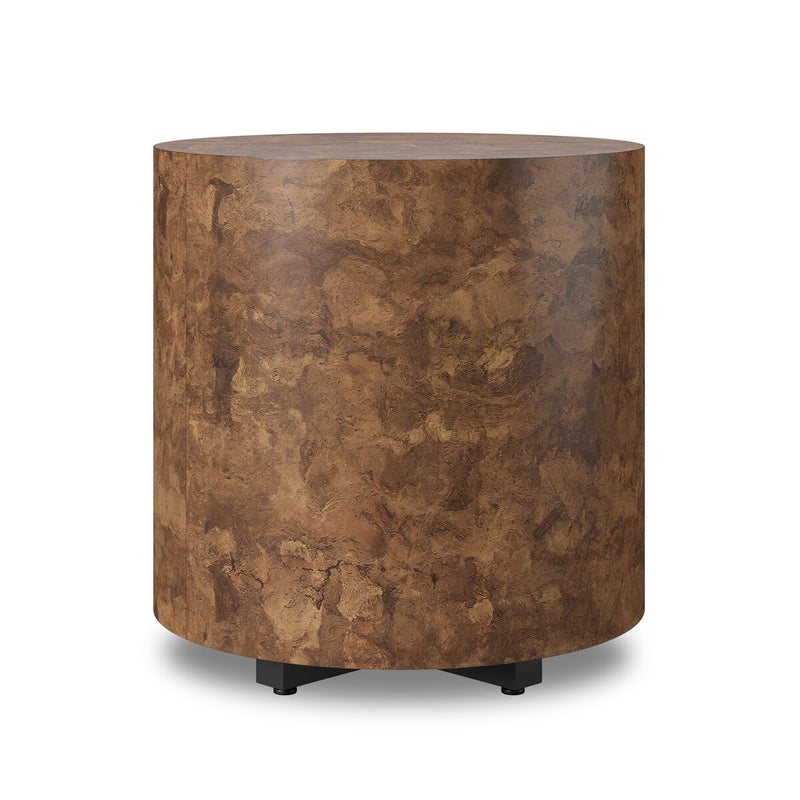 Hudson Round End Table - Dark Bark Paper