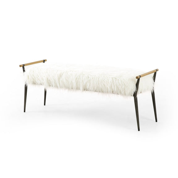Charlotte Bench - Mongolian Cream Fur