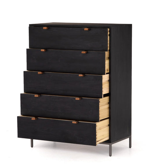 Trey 5 Drawer Dresser - Black Wash Poplar