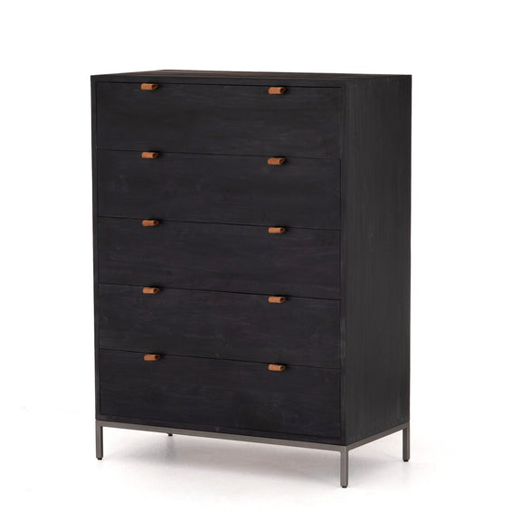 Trey 5 Drawer Dresser - Black Wash Poplar