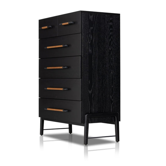Rosedale 6 Drawer Tall Dresser - Ebony Oak