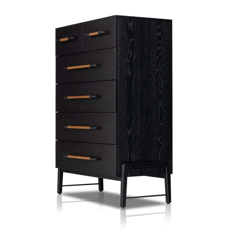 Rosedale 6 Drawer Tall Dresser - Ebony Oak