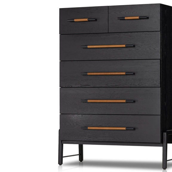 Rosedale 6 Drawer Tall Dresser - Ebony Oak