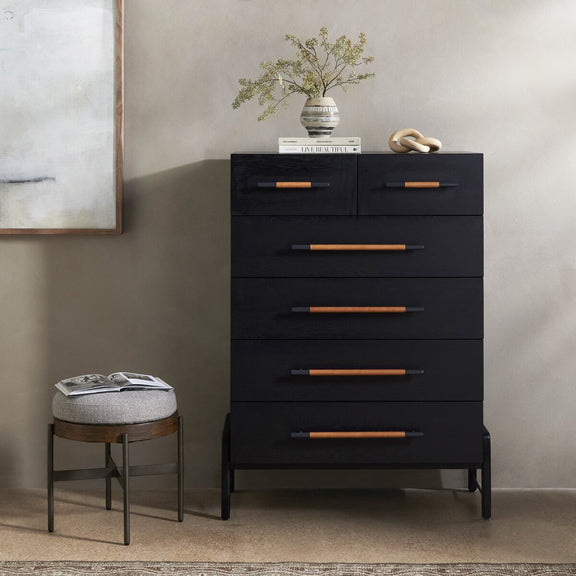 Rosedale 6 Drawer Tall Dresser - Ebony Oak