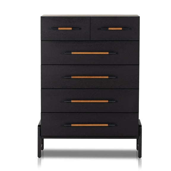Rosedale 6 Drawer Tall Dresser - Ebony Oak